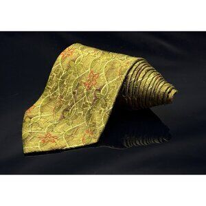 ERMENEGILDO ZEGNA  YELLOW Orange Green FLORAL SILK MEN'S Neck Tie 60.5”